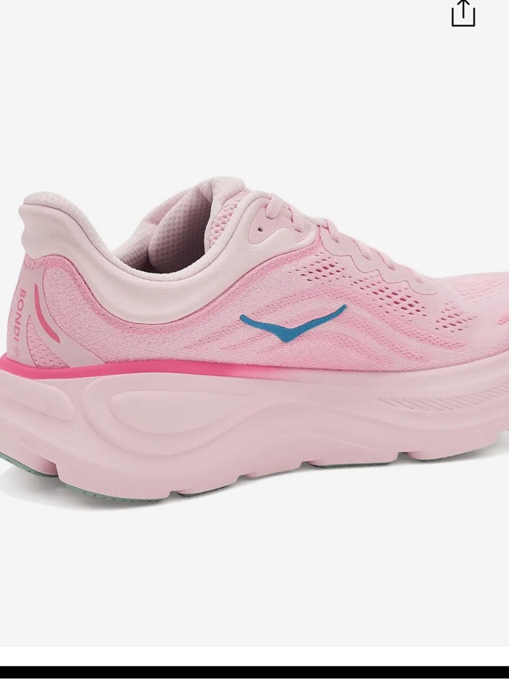 Hoka Women's Pink Athletic Running Shoe with Blue Logo - Picture 3 of 7
